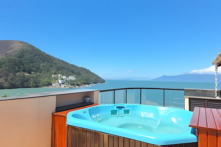 Cobertura com jacuzzi, churrasqueira e vista mar